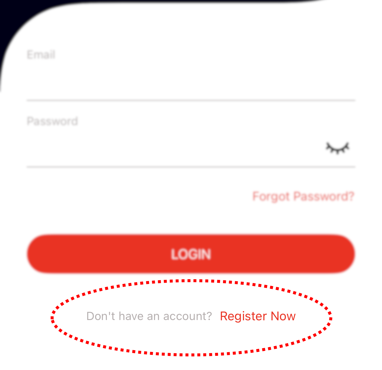 Login screen � Register Now